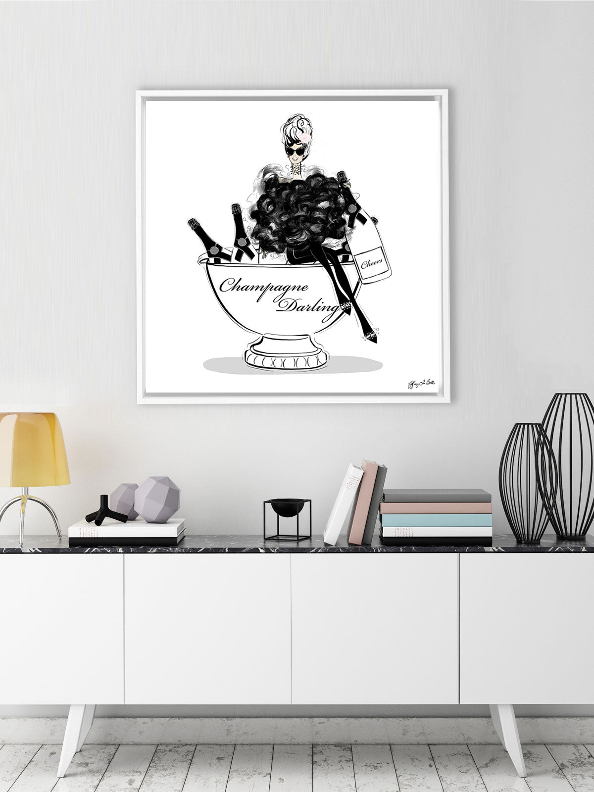 Champagne Darling - Illustration - Canvas Gallery Print - Unframed or Framed - Tiffany La Belle