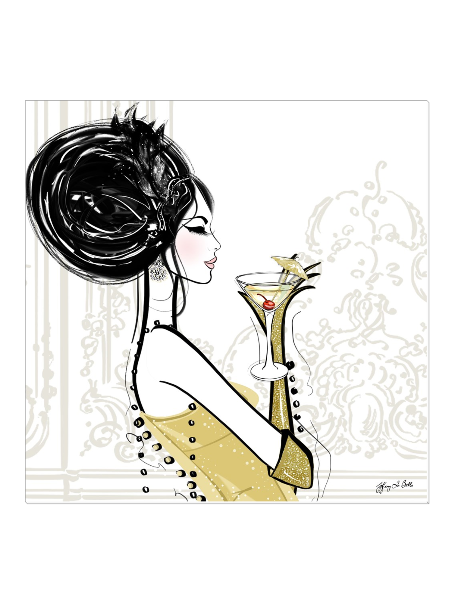Cocktail Hour - Illustration - Canvas Gallery Print - Unframed or Framed - Tiffany La Belle