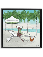 Palm Tree Beach - Illustration - Canvas Gallery Print - Unframed or Framed - Tiffany La Belle