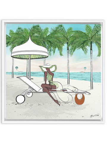 Palm Tree Beach - Illustration - Canvas Gallery Print - Unframed or Framed - Tiffany La Belle