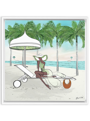 Palm Tree Beach - Illustration - Canvas Gallery Print - Unframed or Framed - Tiffany La Belle
