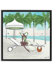 Palm Tree Beach - Illustration - Canvas Gallery Print - Unframed or Framed - Tiffany La Belle