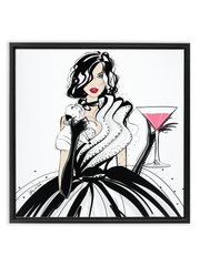 Pugs and Pink Drinks - Illustration - Canvas Gallery Print - Unframed or Framed - Tiffany La Belle