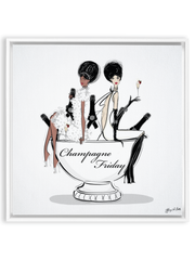 Champagne Friday - Illustration - Canvas Gallery Print - Unframed or Framed - Tiffany La Belle