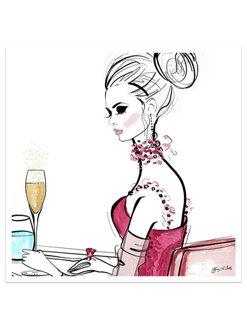 A Champagne Moment - Illustration - Limited Edition Print - Tiffany La Belle