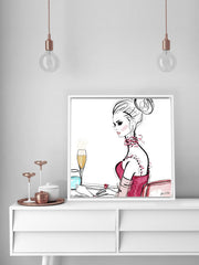 A Champagne Moment - Illustration - Canvas Gallery Print - Unframed or Framed - Tiffany La Belle