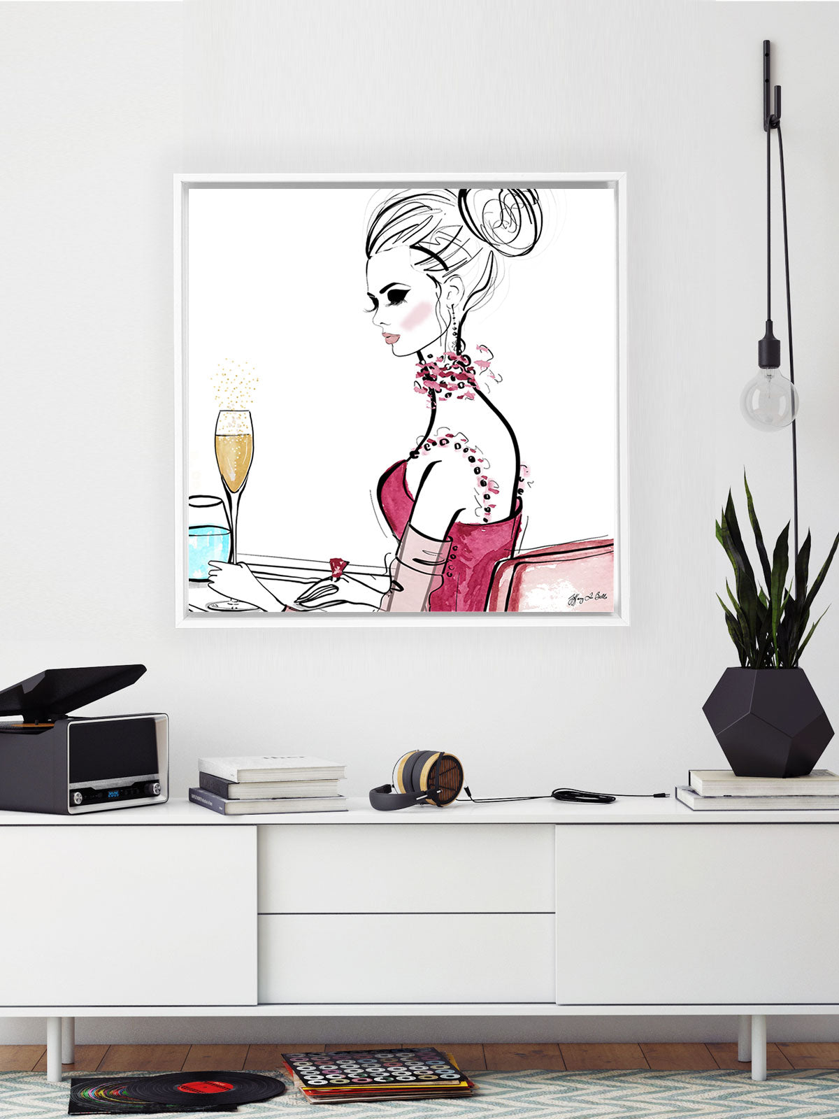 A Champagne Moment - Illustration - Canvas Gallery Print - Unframed or Framed - Tiffany La Belle
