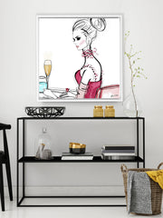 A Champagne Moment - Illustration - Canvas Gallery Print - Unframed or Framed - Tiffany La Belle