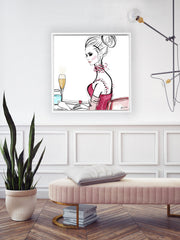 A Champagne Moment - Illustration - Canvas Gallery Print - Unframed or Framed - Tiffany La Belle