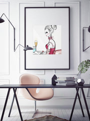 A Champagne Moment - Illustration - Limited Edition Print - Tiffany La Belle