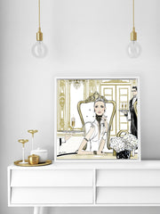 Champagne Dining - Illustration - Canvas Gallery Print - Unframed or Framed - Tiffany La Belle