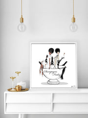 Champagne Friday - Illustration - Canvas Gallery Print - Unframed or Framed - Tiffany La Belle