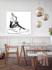 Champagne Friday with Strawberries - Illustration - Canvas Gallery Print - Unframed or Framed - Tiffany La Belle