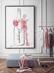 Champagne Bubbles in Elie Saab Floral - Illustration - Limited Edition Print - Tiffany La Belle