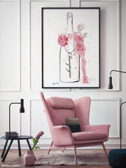 Champagne Bubbles in Elie Saab Floral - Illustration - Limited Edition Print - Tiffany La Belle