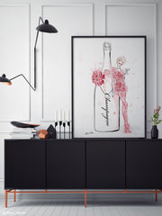Champagne Bubbles in Elie Saab Floral - Illustration - Limited Edition Print - Tiffany La Belle