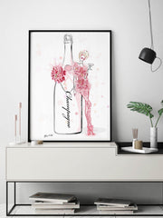 Champagne Bubbles in Elie Saab Floral - Illustration - Limited Edition Print - Tiffany La Belle