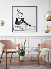 Champagne Friday with Strawberries - Illustration - Limited Edition Print - Tiffany La Belle
