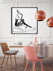 Champagne Friday with Strawberries - Illustration - Limited Edition Print - Tiffany La Belle
