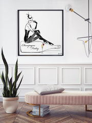 Champagne Friday with Strawberries - Illustration - Limited Edition Print - Tiffany La Belle