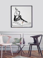 Champagne Friday with Strawberries - Illustration - Limited Edition Print - Tiffany La Belle