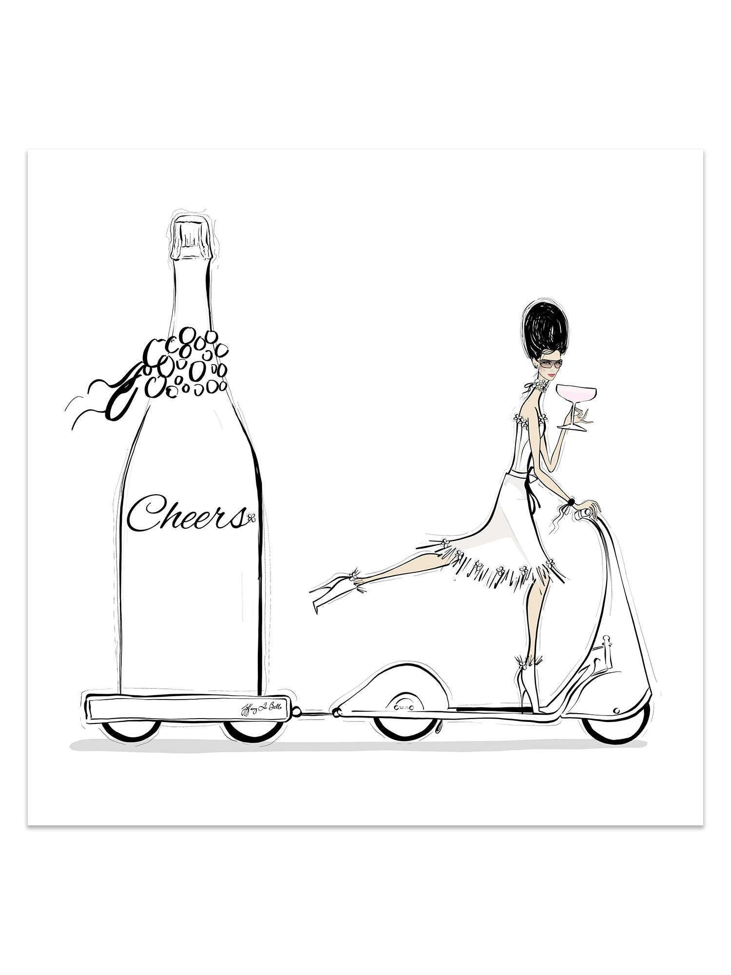 Cheers on Wheels - Illustration - Limited Edition Print - Tiffany La Belle