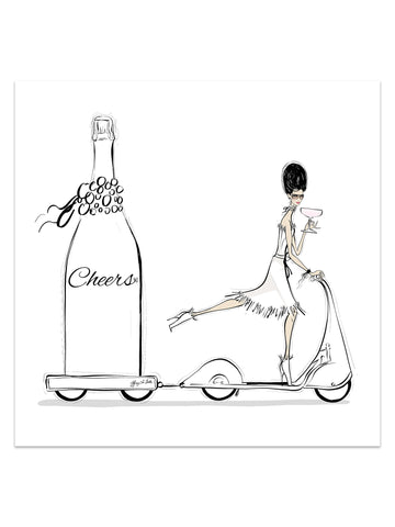 Cheers on Wheels - Illustration - Limited Edition Print - Tiffany La Belle