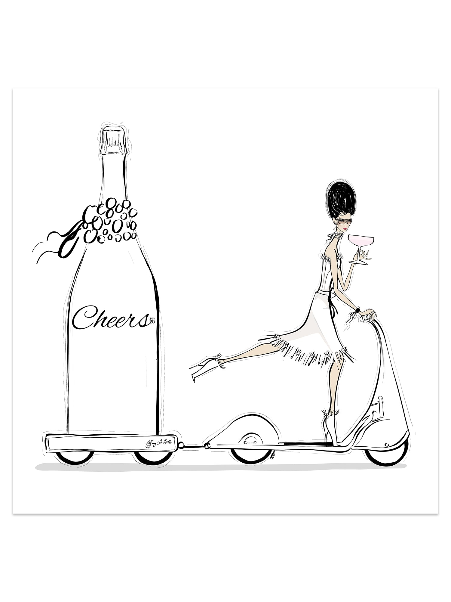 Cheers on Wheels - Illustration - Limited Edition Print - Tiffany La Belle