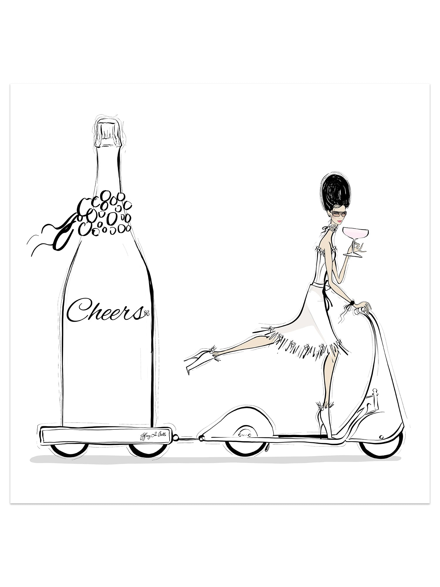 Cheers on Wheels - Illustration - Limited Edition Print - Tiffany La Belle