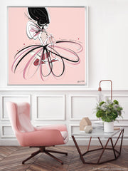 For the Love of Pearls in Pink - Illustration - Canvas Gallery Print - Unframed or Framed - Tiffany La Belle