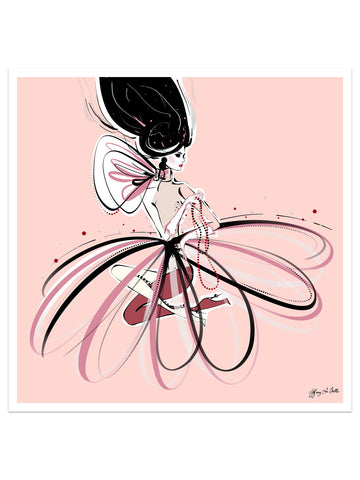 For the Love of Pearls in Pink - Illustration - Limited Edition Print - Tiffany La Belle