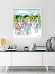 Garden Party - Illustration - Canvas Gallery Print - Unframed or Framed - Tiffany La Belle