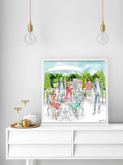 Garden Party - Illustration - Canvas Gallery Print - Unframed or Framed - Tiffany La Belle
