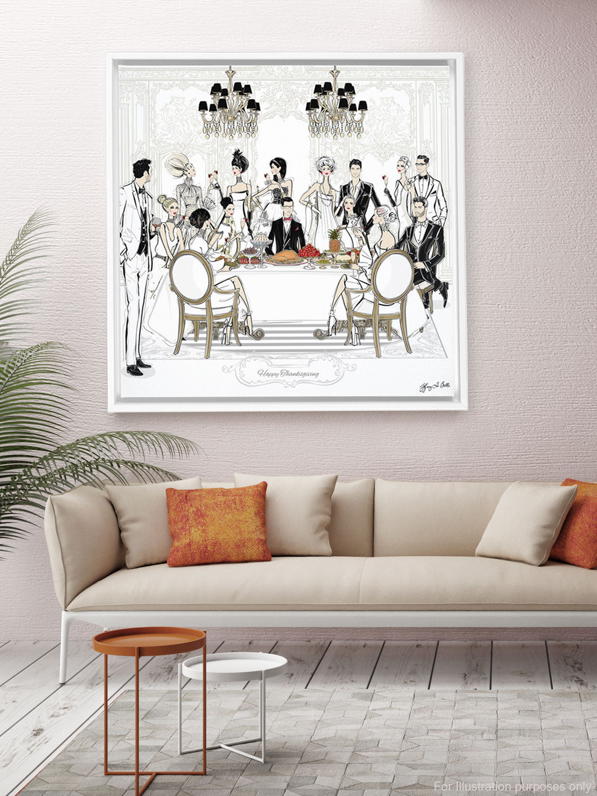 Happy Thanksgiving - Illustration - Canvas Gallery Print - Unframed or Framed - Tiffany La Belle