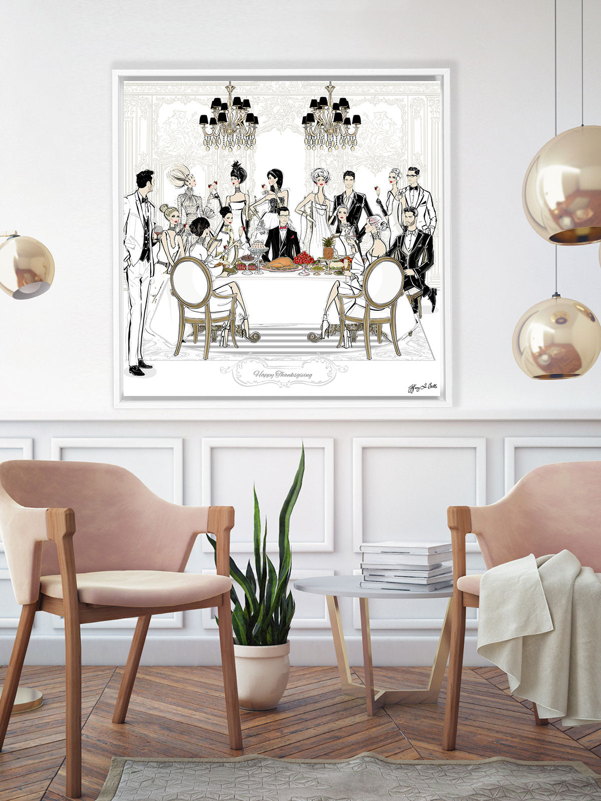 Happy Thanksgiving - Illustration - Canvas Gallery Print - Unframed or Framed - Tiffany La Belle