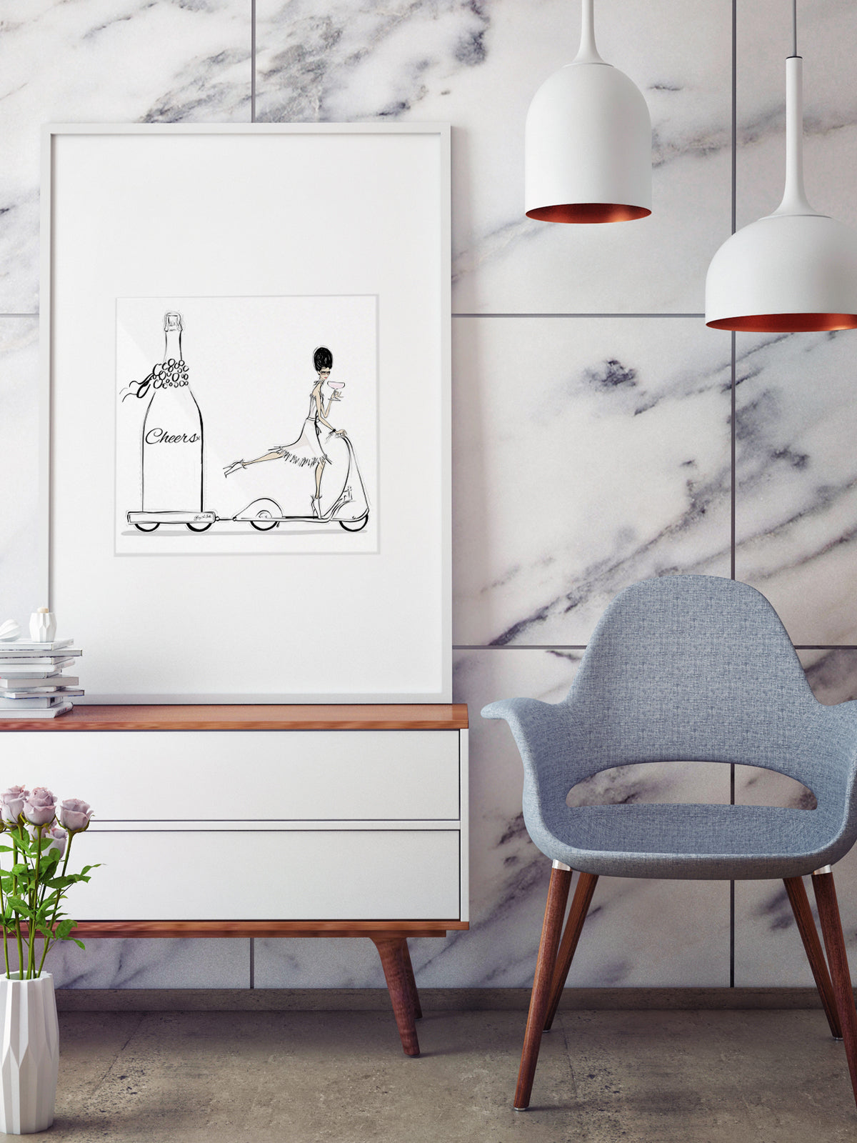 Cheers on Wheels - Illustration - Limited Edition Print - Tiffany La Belle