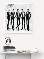 Mens Fashion Week - Illustration - Canvas Gallery Print - Unframed or Framed - Tiffany La Belle