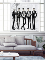 Mens Fashion Week - Illustration - Canvas Gallery Print - Unframed or Framed - Tiffany La Belle