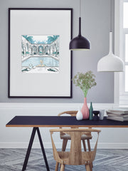 Moroccan Pool Time Blue - Illustration - Limited Edition Print - Tiffany La Belle