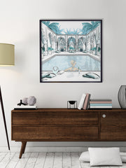 Moroccan Pool Time Blue - Illustration - Limited Edition Print - Tiffany La Belle