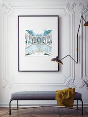 Moroccan Pool Time Blue - Illustration - Limited Edition Print - Tiffany La Belle