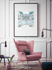 Moroccan Pool Time Blue - Illustration - Limited Edition Print - Tiffany La Belle