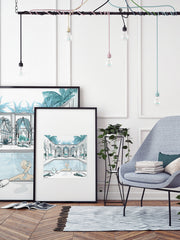Moroccan Pool Time Blue - Illustration - Limited Edition Print - Tiffany La Belle