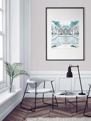 Moroccan Pool Time Blue - Illustration - Limited Edition Print - Tiffany La Belle