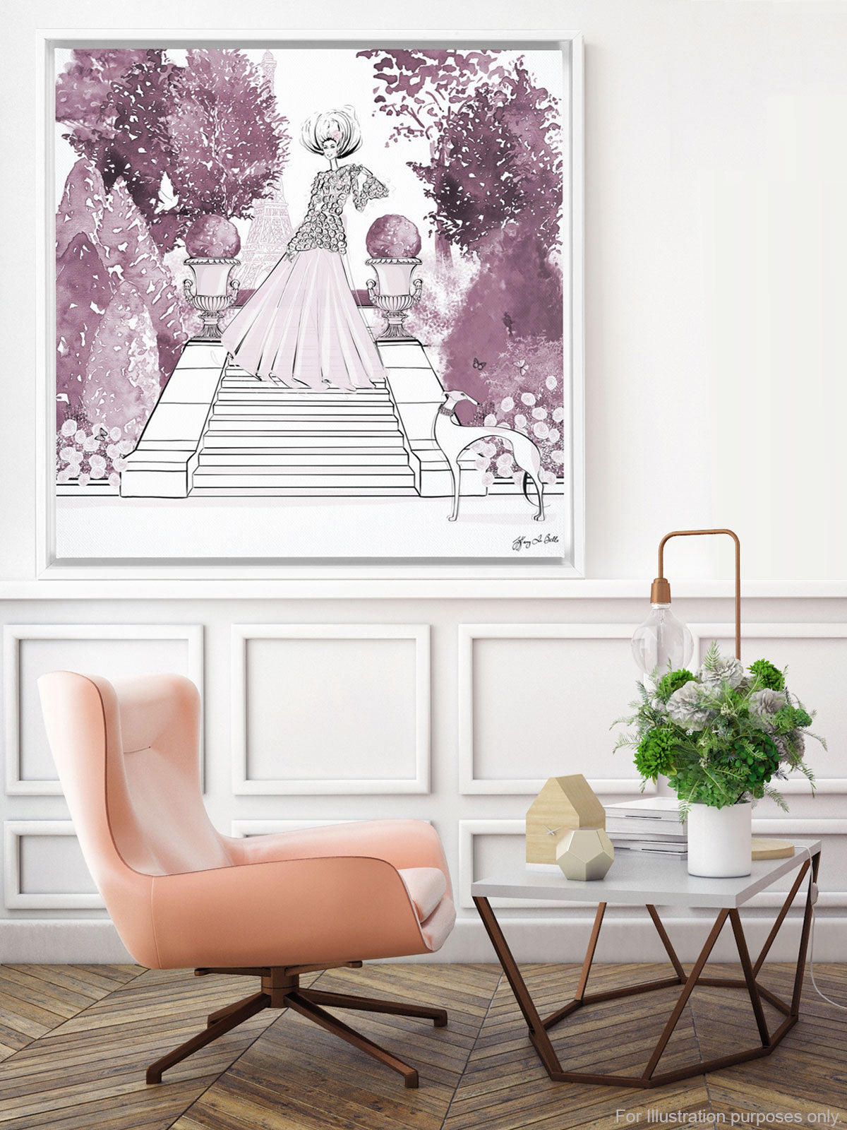 Parisienne Mulberry Garden - Illustration - Canvas Gallery Print - Unframed or Framed - Tiffany La Belle