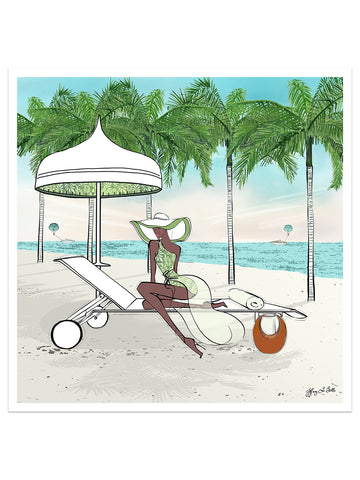 Palm Tree Beach - Illustration - Limited Edition Print - Tiffany La Belle