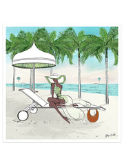 Palm Tree Beach - Illustration - Limited Edition Print - Tiffany La Belle