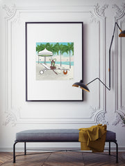 Palm Tree Beach - Illustration - Limited Edition Print - Tiffany La Belle