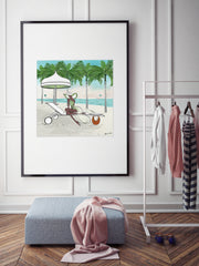 Palm Tree Beach - Illustration - Limited Edition Print - Tiffany La Belle