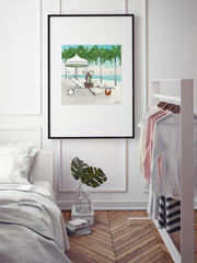 Palm Tree Beach - Illustration - Limited Edition Print - Tiffany La Belle